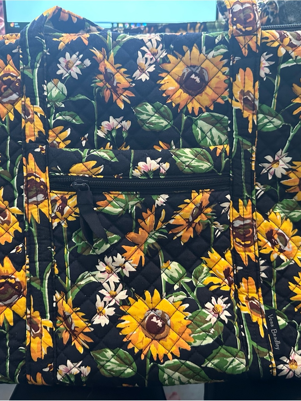 Vera Bradley Black Sunflower Quilted Tote